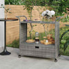 Bar Cart with Drawer Poly Rattan Strong weather resistance Large space