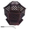 Outdoor Hexagonal Fire Pit BBQ Firepit Brazier Bowl Garden Stove Patio Heater