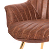 2pcs Dining Chairs Set Faux Leather Upholstered Metal Legs Chair Brown Armchair