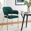 2*Green Velvet Dining Chairs Golden Leg Armchairs Kitchen Restaurant Cafe Chairs