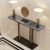 Rectangle Console Table Hall Marble Slate Accent Table with Large Pedestal Base