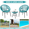 3PCS Patio Furniture Set Outdoor PE Rattan Woven Patio Chairs Set W/ Glass Table