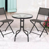 3pc Black Outdoor Garden Metal Folding Table And Chairs Furniture Set Patio