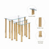 3pcs Rectangular Clear Tempered Glass Side End Table Nested Table Golden Tubes
