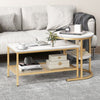 Set of 2 Coffee Nesting Table Set Detachable 2-Tier Sofa Side Table Faux Marble