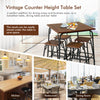 5-piece Bar Table Set Pub Dining Table Set w/Counter Height Backless Stools