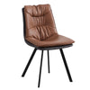 Set of 2 Dining Chair Brown Faux Leather Double Layer Padded Seat Dining Room