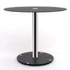 90cm Tempered Round Table Clear Glass Chrome Base Leg Dinner Kitchen Furniture
