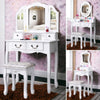 Dressing Table With Drawer Mirror & Stool Set Makeup Desk Vanity Table Bedroom