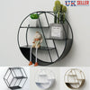 Wall Shelf Rack Storage Metal Iron Craft Round Industrial Style Home Decor Black