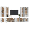 8 Piece TV Cabinet Set High Gloss White Engineered Wood M0T7