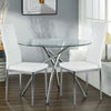 White Dinner Table&Chair Set Chrome Glass Dining Table or Faux Leather Chairs UK
