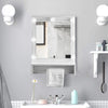 White Bathroom Cabinet Mirror Storage Unit Shelf LED Light Switch Towel Holder