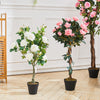 Large Potted Bunch Rose Blossom Flower Artificial Tree Plant Garden Home Decor