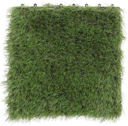 Artificial Grass Turf Interlocking Tile Squares,18 Tiles Pack Fake Lawn Decking