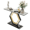 120cm Console Table Hall Marble Tabletop Geometric Base Accent Desk Storage