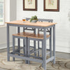 3 Piece Pine Wood High Dining Table Set & 2 Stools Chairs Seat Kitchen Furniture