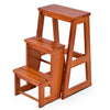 3-Tier Folding Step Stool 3-in-1 Wooden Stepladder Portable Display Flower Shelf