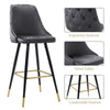 Set of 2 Velvet Bar Stools Metal Leg Padded Seat Breakfast Stools Kitchen Chair