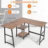 Computer Corner Desk L-Shaped Gaming Studying Table w/Metal Support & Wide Top