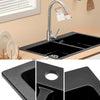 Large Stone Resin 2.0 Kitchen Sink with Waste Kit Inset Sinks 2 Deep Bowls Black