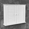 Bathroom Wall Cabinet with Double Shutter Door Hanging Storage Organiser White
