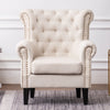 Retro Fabric Upholstered Armchair Tufted Wing Back Fireside Reception Sofa Chair