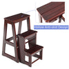 Folding 3 tier Step Stool Wooden Indoor Folding Stepladder Shelf Adults Kids