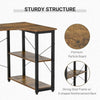 Home Office L-Shaped Corner Computer Desk w/ 2 Shelves Steel Frame Rustic Brown