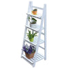 Ladder Shelf Wooden Plant Stand Storage Rack White 4 Tier