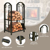 Fireplace Log Rack Set 4-Piece Fireplace Tools Wrought Iron Storage Logs Holder