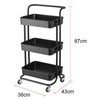 Kitchen Trolley Cart Storage Rack Tray Shelf Rolling Wheel With Handle 3 Tier