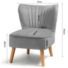 Grey Velvet Oyster Accent Chair Cocktail Sofa Bedroom Lounge Makeup Dining Stool