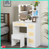 Modern Vanity Makeup Dressing Table w/Drawers LED Hollywood Mirror Stool Shelves