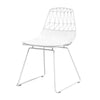 Industrial Set of 2 Metal Wire Mesh Dining Chairs White Retro Vintage Kitchen BN