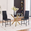2pcs Black High Back Faux Leather Dining Chairs Metal Legs Kitchen Dining Room