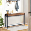 Slim Console Table Wooden Side Table Buffet Sideboard with 2 Drawers&Glass Rack