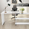 L-shaped Computer Desk Corner PC Laptop Table Home Office Workstation w/ Shelves
