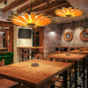 Retro Chandelier Ceiling Light Vintage Wood Woven Ceiling Lamp Dining Table Hang