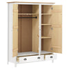 3-Door Wardrobe Hill White 127x50x170 Solid Pine Wood I8K9