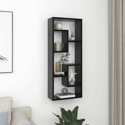 Shelving Unit Wall Shelf High Gloss Black 36x16x90cm Chipboard Home