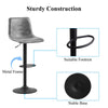 2Pcs Grey Barstools Faux Leather Gas Lift Rotatable Metal Leg Bar Chairs Kitchen