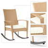 Mondeer Rocking Chair Garden Rattan Chair Recliner with Cushion and Table