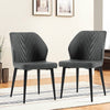 2 x Dining Chairs PU Set Padded Seat Metal Leg Kitchen Chair Home Office
