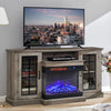 Electric Fireplace with TV Stand Glass Cabinet 3 LED Flame Effect Remote Control