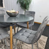 Dining Table Set Of 4 Round Grey Dining Table And 4 Grey Velvet Tufted Chairs