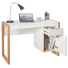 Modern Computer Desk Wooden Laptop Table Workstation W/ Storage Cabinet &Drawers