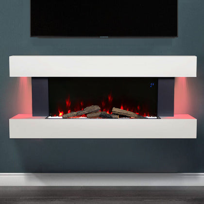 LED Electric Fireplace w/MDF Surround Heater Fire Suite WiFi /Remote Control