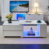LED Extending Coffee Table With 4 Drawers 4 Shelf Living Room Modern Wood