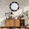 Home Garden Wall Clock with Thermomter Indoor Outdoor Arabic 34cm Slatted Effect